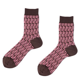 提花编织粉色和棕色袜子